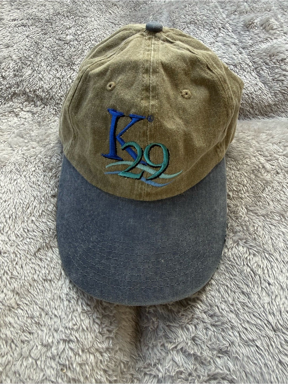 K29 Two-Tone Cotton Baseball Cap - Olive & Charcoal